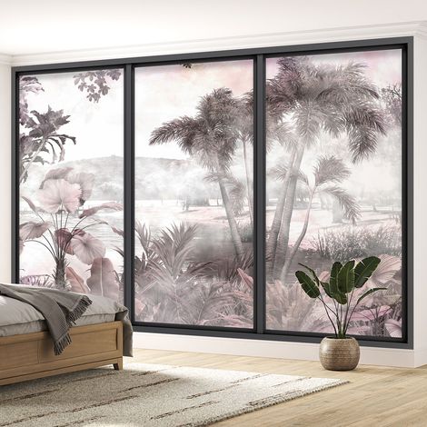 Papier peint panoramique Trompe l'oeil baie vitrée - Jungle - 130 cm x 78 cm (1/5)