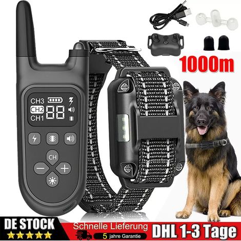 collar de adiestramiento para perros, resistente al agua IPX6, alcance de 1000 m, 4 modos, ajustable de 15 a 70 cm, para exteriores. (1/5)