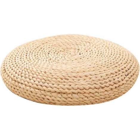 Coussin rond en tissu naturel pour pouf, à remplir avec le tapis en soie (B) (1/5)