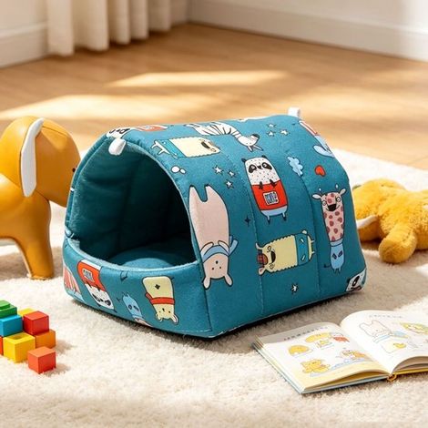 Casetta per porcellini d'India, set da 2 pezzi con due casette invernali per piccoli animali, letti a grotta caldi, comodi e caldi, per conigli nani, (1/5)