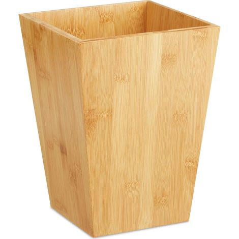 Cestino carta quadrato elegante aperto ufficio 27 x 20 x 20 cm in bambù naturale 130009642