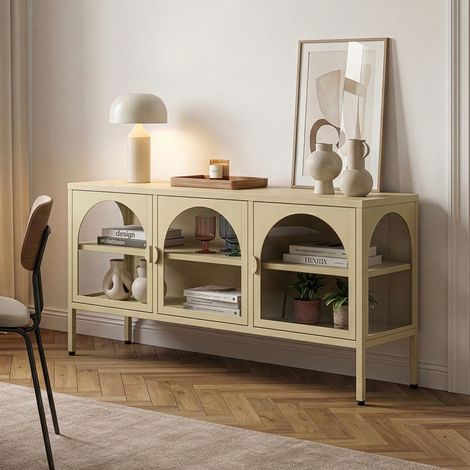 Vitrina Klippestad con 3 puertas arqueadas acero 118x35x55cm