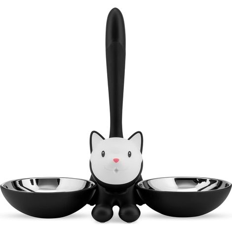 Alessi Tigrito AMMI09 B - Ciotola per Animali di Design, Acciaio Inox 18/10 e Resina Termoplastica, Nero (1/5)