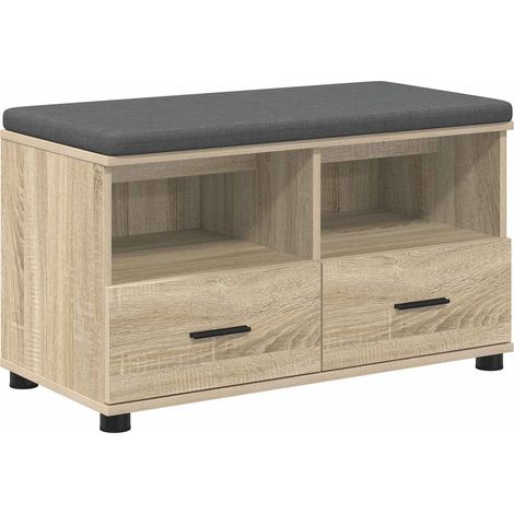 Hall Bench with Cushion with Drawer Sonoma Oak 80 x 38 x 46 cm vidaXL
