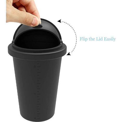 Poubelle de voiture en silicone avec couvercle, portable, pour portière de voiture, compatible avec les porte-gobelets de la maison ou du bureau. (1/5)