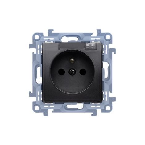 Prise Simple Avec Mise À La Terre - Noir Mat - Ip44 - 16a - Utilisation Intérieure Et Extérieure (1/3)