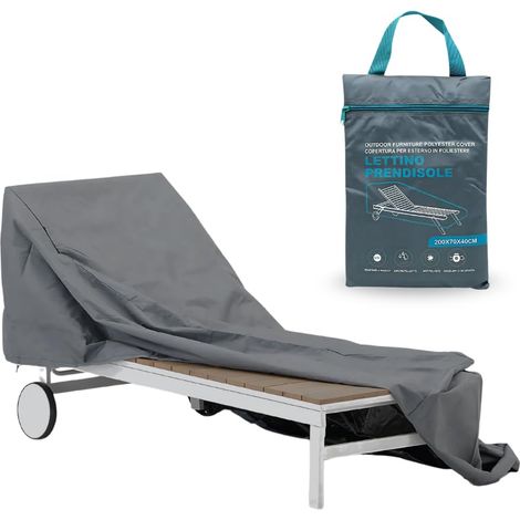 Telo impermeabile per copertura Lettini - mis.200x70x40 cm - Telo in tessuto 210D per proteggere il Lettino prendisole da polvere, pioggia e raggi UV (1/5)