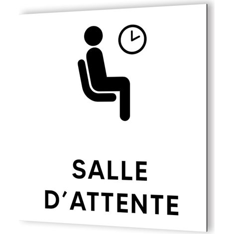 Pictogramme Salle d'Attente - Panneau signalétique Dibond blanc - Picto noir - 20x20 cm, 3 mm épaisseur (1/5)