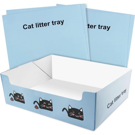 5 Pieces Foldable Cat Litter Box House, 39x29x12cm Waterproof Double Layer Travel Cat Litter Indoor Cat Kitten Boxes for Outdoor Travel (Blue) Blue (1/5)