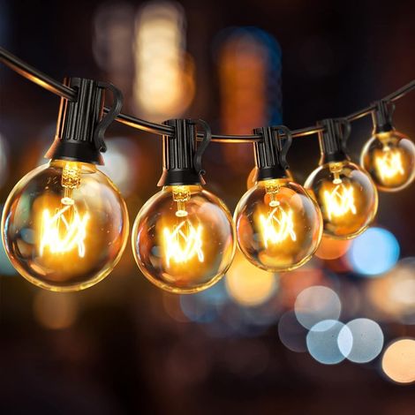 7,62 m lange Lichterkette mit 25+2 Glühbirnen für den Innen- und Außenbereich, G40-Lichterkette für den Außenbereich, IP65-kompatible, verbindbare Weihnachtsbeleuchtung für Garten, Pergola, Sonnenschi (1/5)