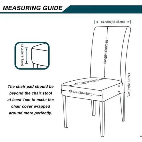Housse De Chaise - Extensible - Pour Dossier 45-55 Cm Siège 34-48 X 38-48 Cm - Universelle Pour Chaise Et Tabouret - 2 Pièces (1/5)