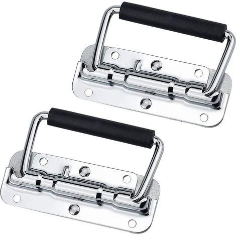 2 tiradores de puerta de metal, tiradores plegables con resorte, tiradores de cofre de metal, tiradores empotrados para caja registradora, tiradores de cajero, para