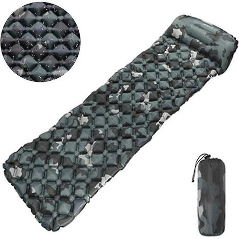 Matelas de sol ultraléger avec oreiller intégré, matelas de camping gonflable pour la randonnée (camouflage) (1/4)
