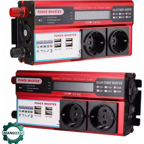 Manuzen Convertisseur DC 12V Vers AC 220V 4000W Avec 4 Prises USB EU