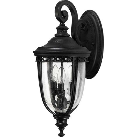 Außenleuchte Wandlampe Stahl Glas Schwarz Gartenlampe Antik 3 Flammig Hofleuchte