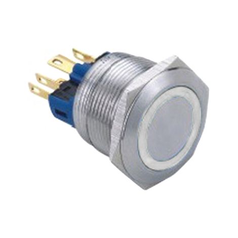 Bouton-poussoir antivandalisme, rétroéclairage blanc, 22 mm, monostable
