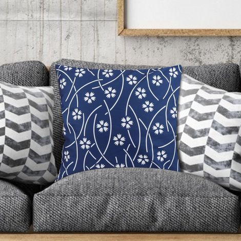 2 Stück blau-weiße Kissenbezüge im Struktur-Stil für Sofa und Couch zur Heimdekoration (Typ 3) (1/5)
