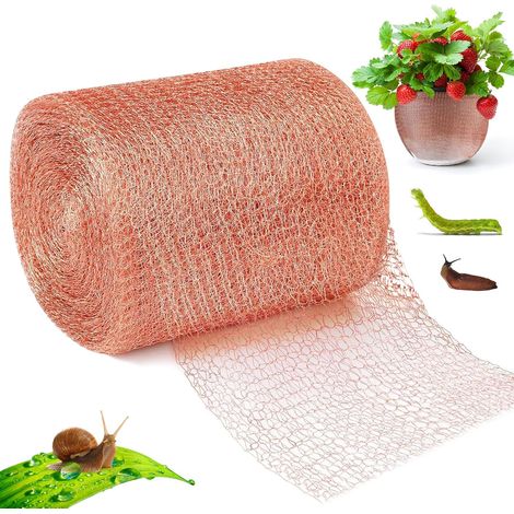 Filet Cuivre Anti Limace, 12,7cm x 6m Ruban de cuivre Contre Les escargots, Double Grillage Anti Rongeur pour prévenir Les Souris de Jardin, Les limaces, Les Oiseaux, Maille de cuivre découpable (1/5)