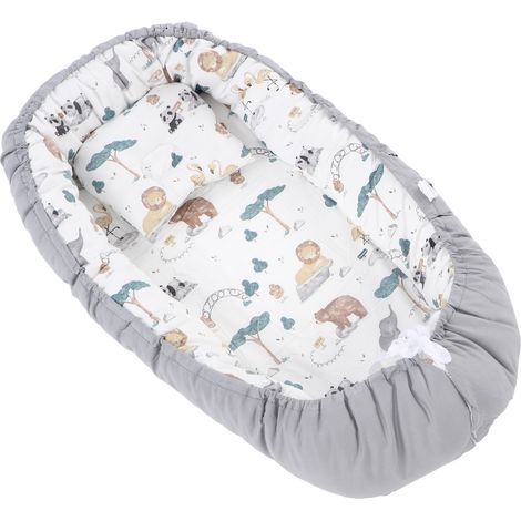Housse de transat pour bébé douce, confortable, respirante, facile à nettoyer, pliable et portable, idéale pour les voyages. Motif lion gris. (1/5)