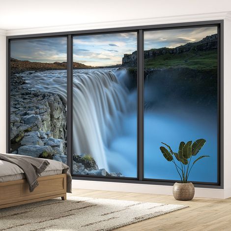Papier peint panoramique Trompe l'oeil baie vitrée - Cascades - 130 cm x 78 cm (1/5)