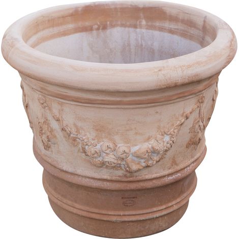 Aged terracotta vase round Outdoor pot Frostproof vase Planter for plants Garden vase Large pots 60X53 Made in Italy Flower pot (1/5)