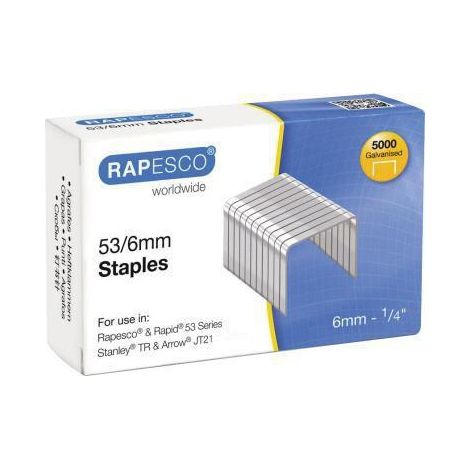 Agrafes - RAPESCO - 53/6mm - Boite de 5000 - Galvanisées - Compatibles série 23