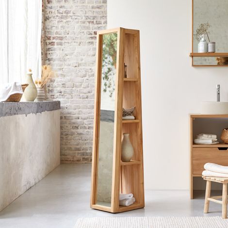Colonne miroir oblique en bois de teck 30 Twig (1/5)
