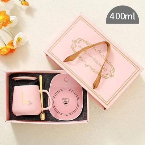 Tazza in ceramica (rosa) - Rosa - 55 gradi - Isolante - Funzione di mantenimento del calore - Confezione regalo (1/4)