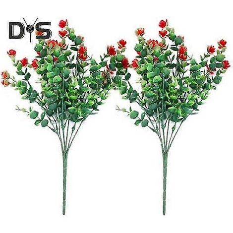 Lot de 2 fleurs artificielles réalistes et éclatantes, pour la décoration de votre maison, jardin ou extérieur.rouge foncé (1/5)