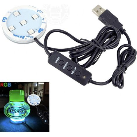 LED-Beleuchtung für den Aromadiffusor POPPY, RGB – 7 verschiedene Farben, 12–24 V, mit USB.
