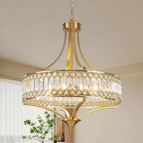 Lustre Cristal Doré Lustre Salon Moderne 40W Lampe Vintage Ronde en Cristal (1/5)