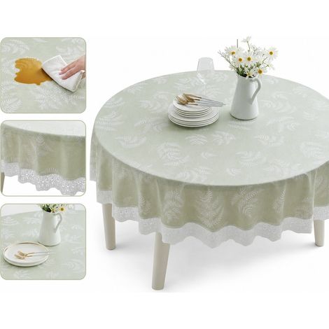 1 Pièce Ronde Verte Nappe de Table en PVC Imperméable Résistante à la Chaleur Diamètre 180 cm 0,48 kg Salle à Manger Cuisine (1/5)