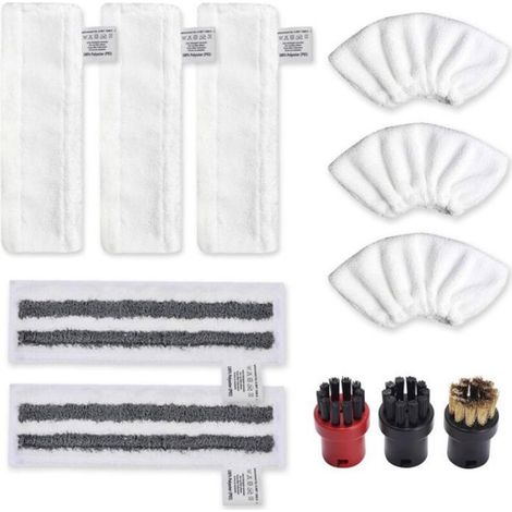 Accessoire Nettoyeur Vapeur - Kit Chiffons Microfibre et Brosses pour Karcher EasyFix SC2 SC3 SC4 SC5 - 11 Pièces (1/4)