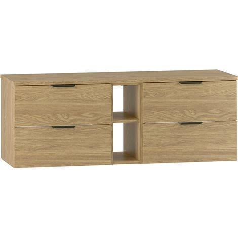 Mueble bajo lavabo 140cm 2 compartimientos encimera Astrid Madera (1/4)