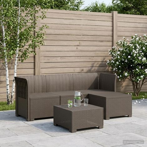 vidaXL 4-Seater Garden Sofa Rattan Look PP Light Grey (1/5)