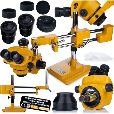Rosfix Jupiter Pro MSJP-T-SDMS1-O  Microscopio estereosc贸pico trinocular  Serie naranja  7x-50x  P贸rtico X/Y  Cabezal de 360掳  Servicio PCB SMT QFP