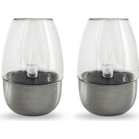 Bougie solaire LED en acier inoxydable pour extérieur, ambiance décorative, veilleuse, éclairage d'ambiance pour dîner aux chandelles (1/5)