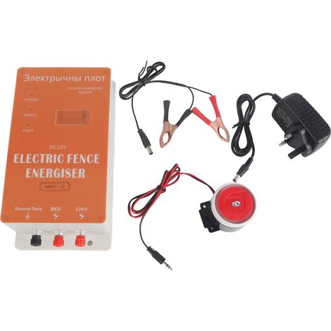 Lot électrique à impulsions pour animaux, contrôleur d'alarme haute tension, clôture électronique 100‑240V prise UK (1/5)