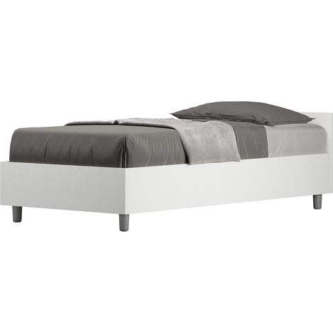 Letto Singolo 80x190 cm con Rete e Contenitore Nuamo Bianco Frassino (1/5)