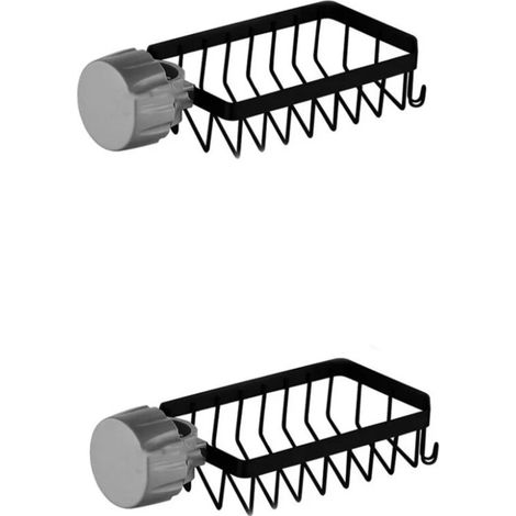 Porte Savon Douche pour Etagere Douche - Support Etagere Douche sans Perçage - Porte Savon Douche Noir pour Tringle 20-32mm sans Percage (1/2)
