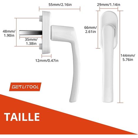 Aluminium Window Handles, 35 mm, White (1/4)