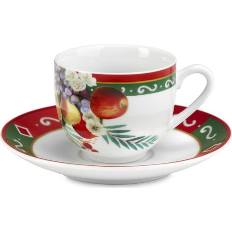 Set 6 tazze caffè porcellana Fade Apple ml 100 con piattino