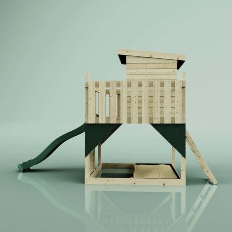 PolarPlay Stelzenhaus Polarlicht aus Holz in Grün