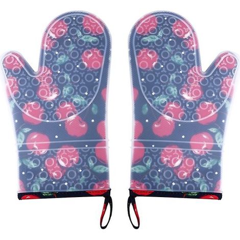 Lot de 2 gants de cuisine imperméables en silicone résistants à la chaleur, parfaits pour Noël. (1/4)