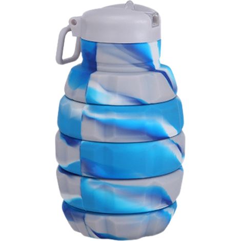 Botella de agua plegable, portátil, ligera y fácil de transportar, 500 ml, para deportes, fitness, ciclismo, montañismo, actividades al aire libre, picnics, senderismo. (1/5)