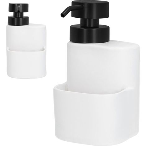 Distributore di detersivo per piatti TOGO con organizer da 500 ml per pagliette, spugne, gioielli, ceramica, bianco opaco (1/3)