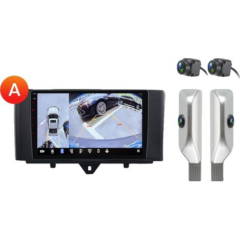 Lettore multimediale per auto, funzionalità audio avanzate, sistema di navigazione, compatibile con i sistemi per auto intelligenti Smart fortwo 2011-2015, V1 Plus 360 (6GB-128GB) - A-a (1/2)