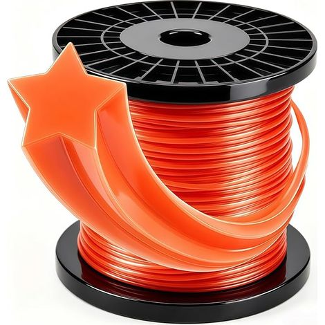 2.8 mm Nylon Strimmer Line for Trimmers and Trimmers Length 100 m Suitable for Most Brushcutters Star Shape Orange (1/5)