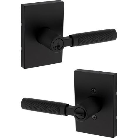 Poignée de porte d'entrée avec serrure et clé, levier extérieur réversible à clé sécurisée, pour entrée d'entrée et chambre, noir mat, résistant au crochetage (1/5)