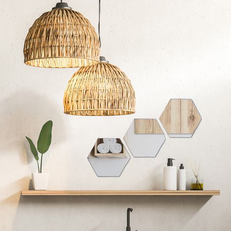 LOT DE 3 MIROIRS AUTOCOLLANTS HEXAGONE 18x20cm (PLEXIMIROIR011) (1/5)